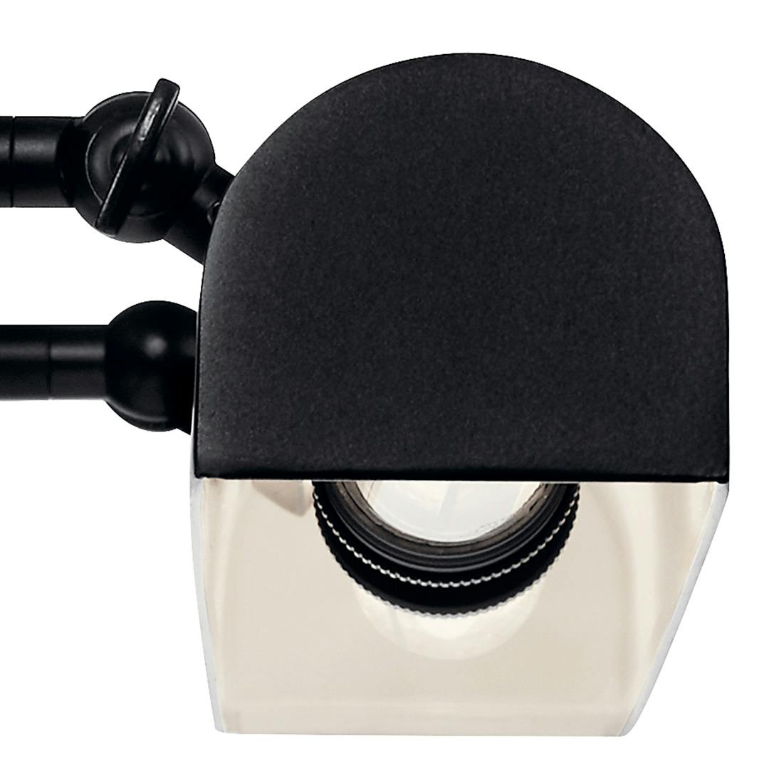 Close up of the Carston 24 Inch 2 Light Picture Light in Black with White Interior on a white background