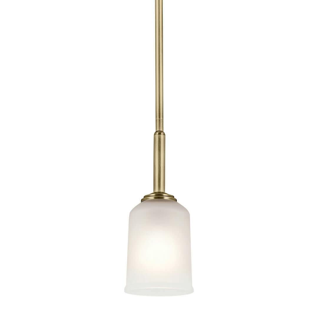 The Shailene 11" 1-Light Mini Pendant in Natural Brass on a white background
