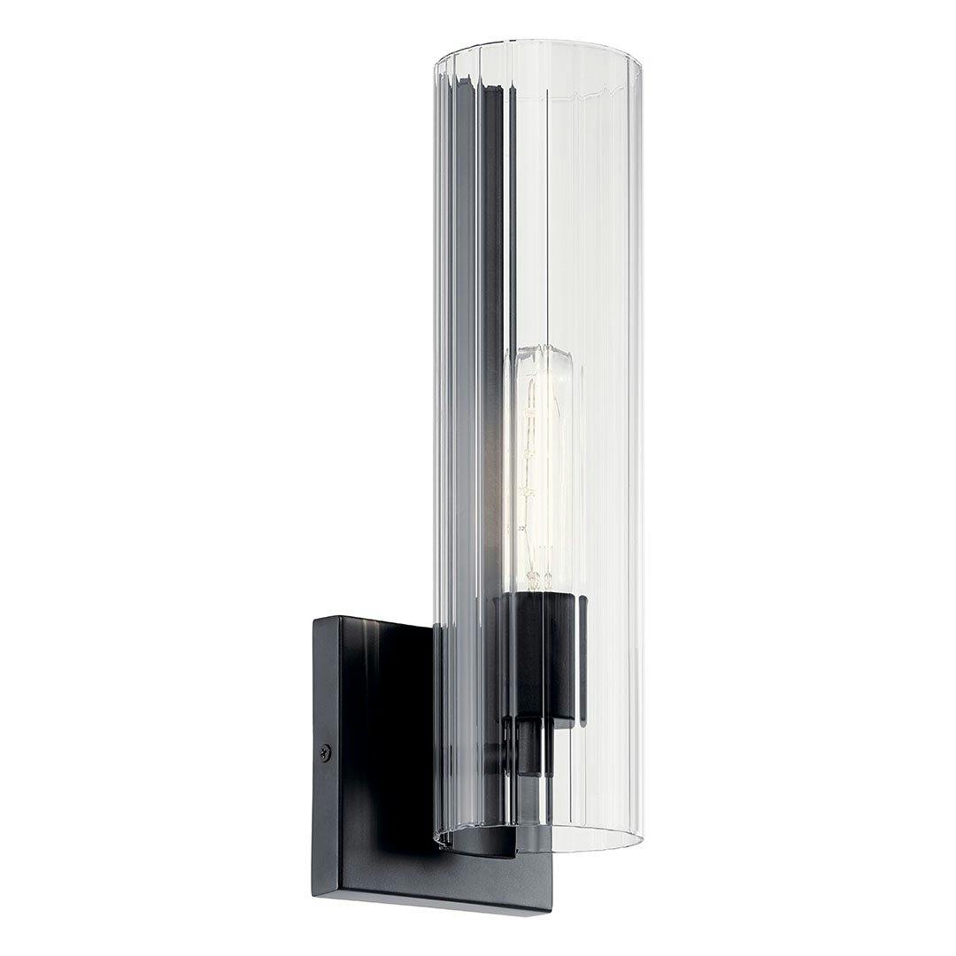 The Jemsa 14 Inch 1 Light Wall Sconce in Black on a white background