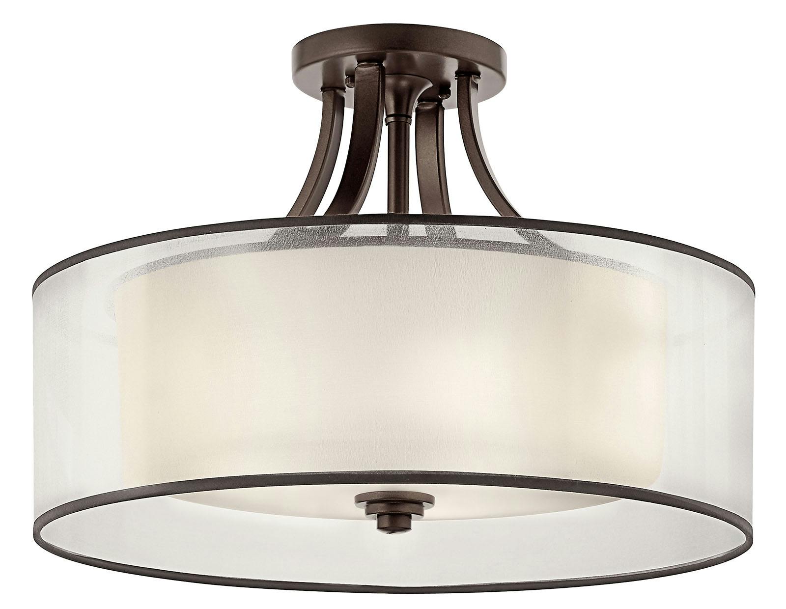 Lacey 20" 4 Light Semi Flush in Bronze on a white background