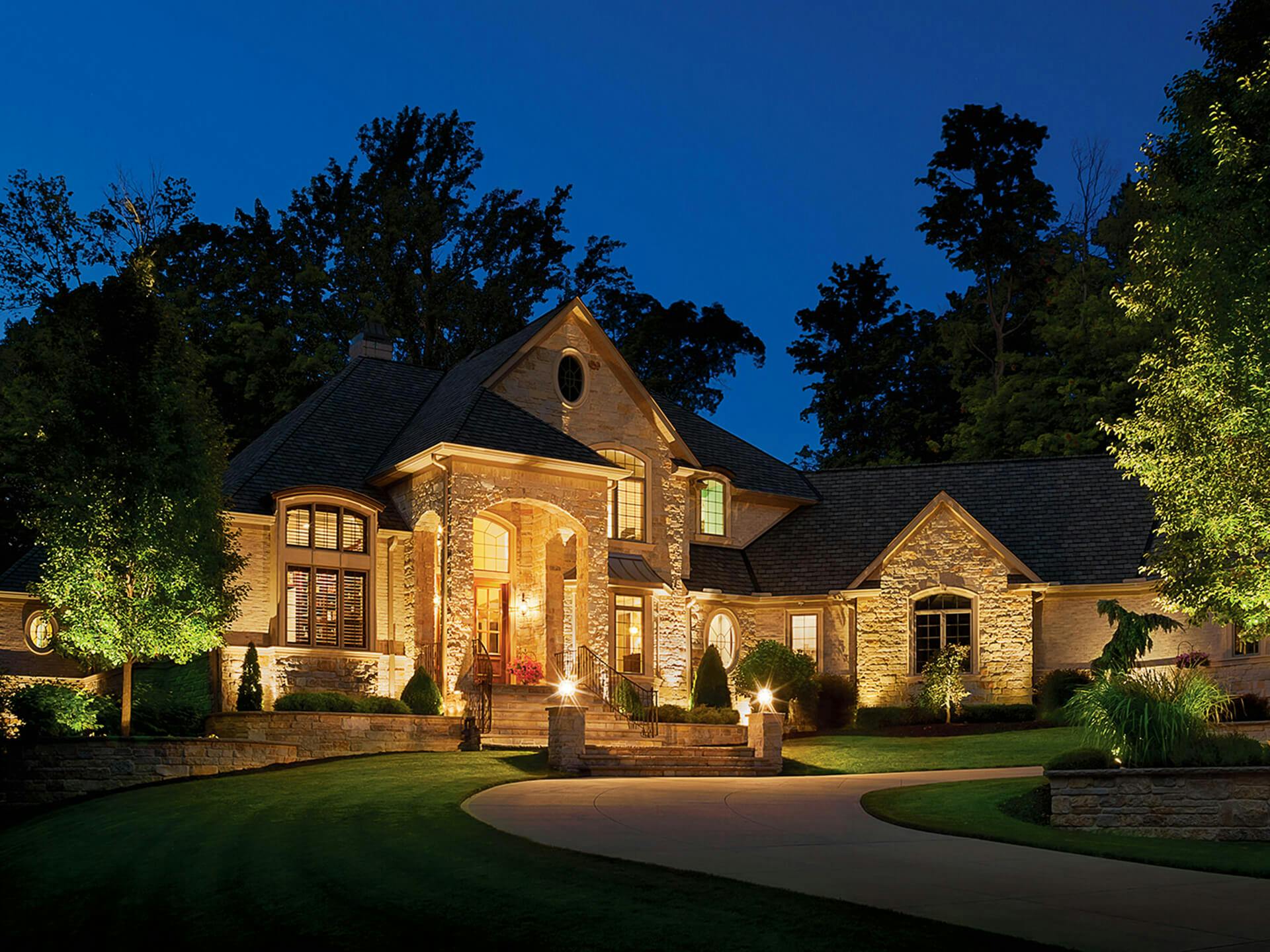 Landscape of a well-lit Hinckley Home