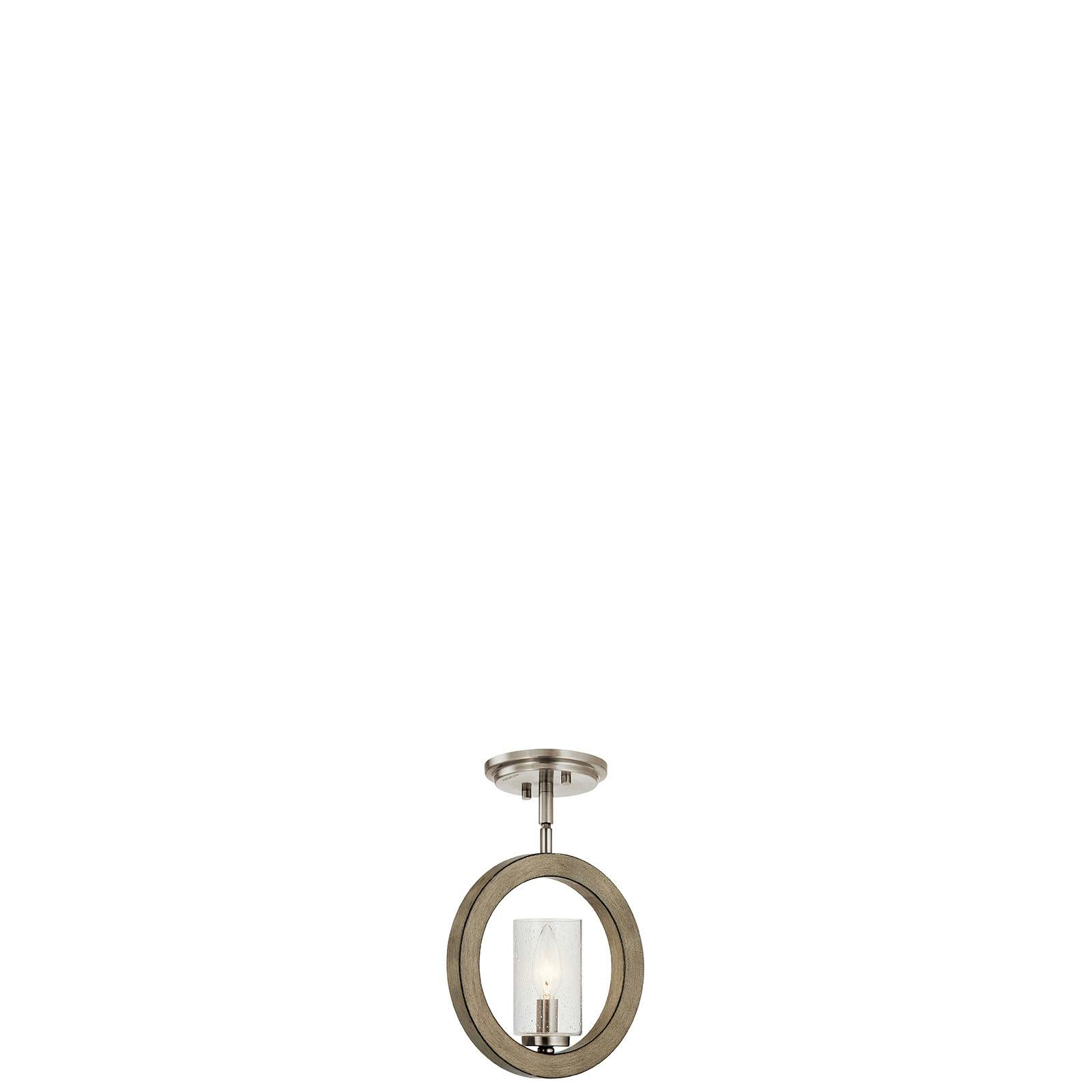 Grand Bank™ 1 Light Mini Pendant Gray shown as a semi-flush on a white background