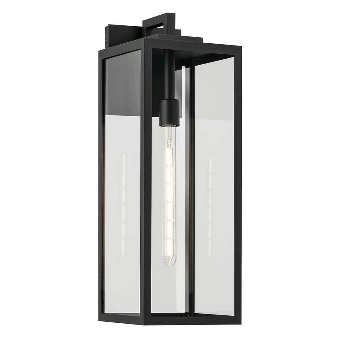 The Branner 24" 1 Light Outdoor Wall Light with Clear Glass in Textured Black on a white background