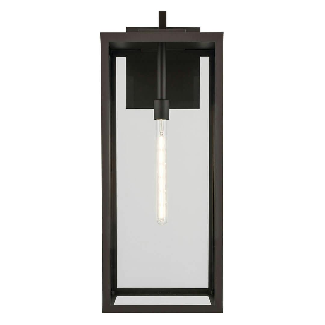 Front view of the Branner 30" 1 Light Outdoor Wall Light with Clear Glass in Olde Bronze on a white background