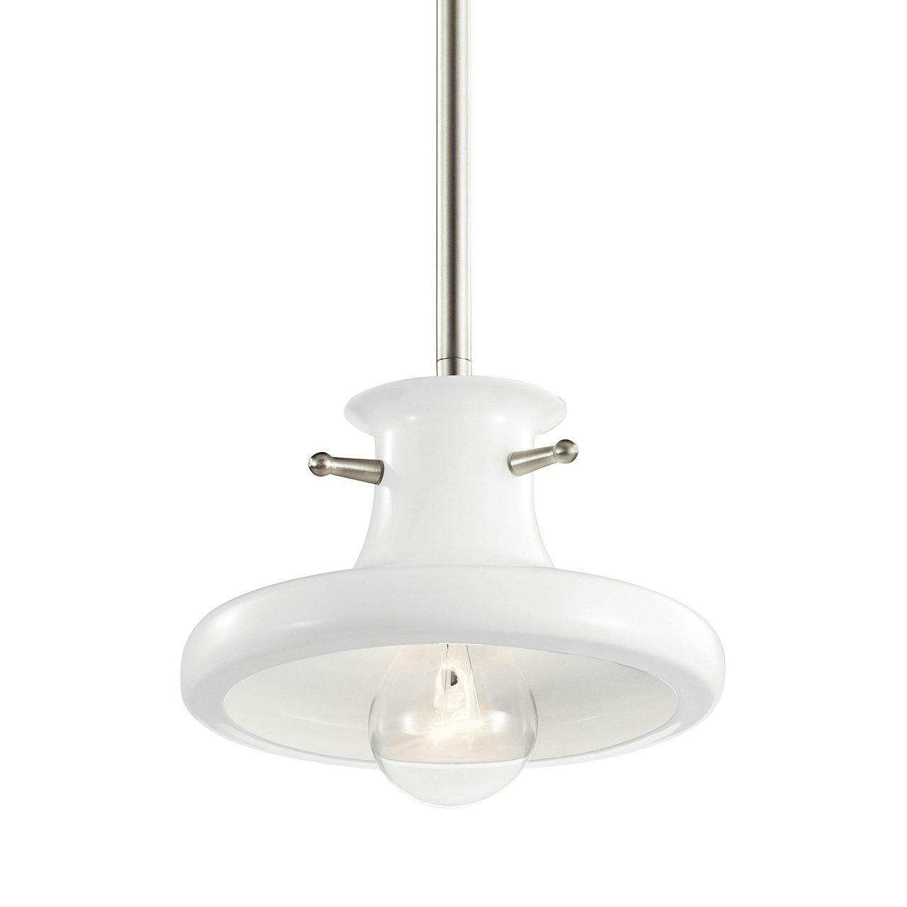Tilson™ 1 Light Mini Pendant White without the canopy on a white background