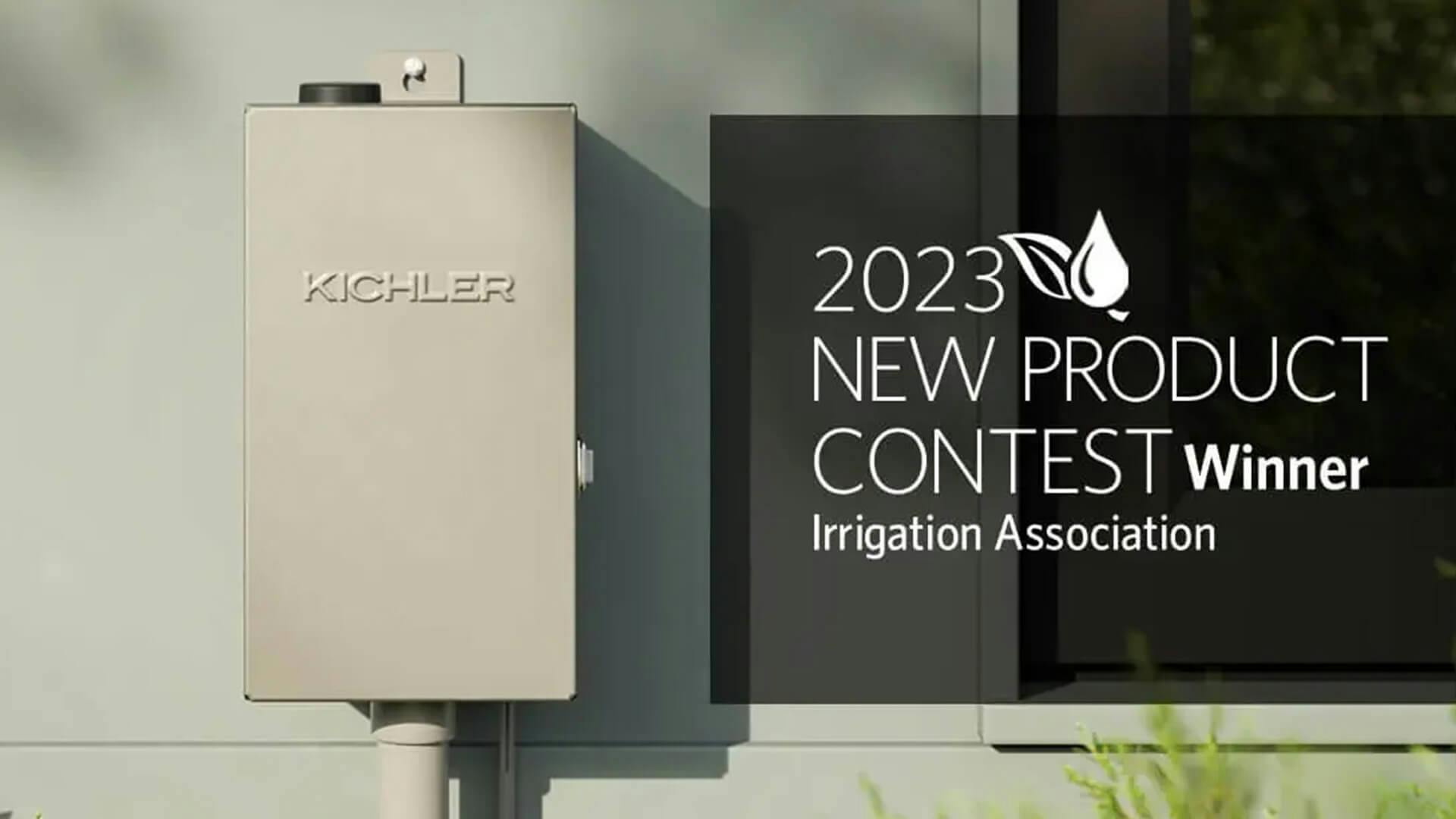 A Kichler transformer with a text box reading, "2023 New Product Contest Winner Irrigation Assocation"