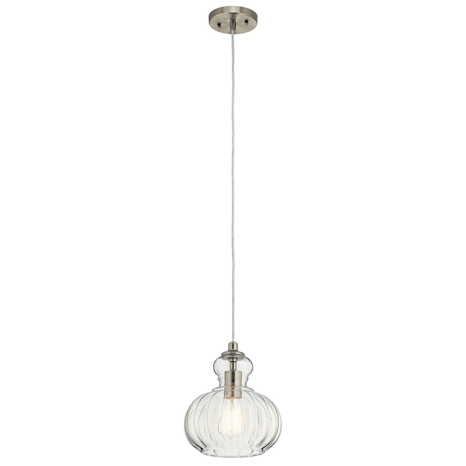 Riviera 10.25" 1 Light Pendant in Nickel on a white background