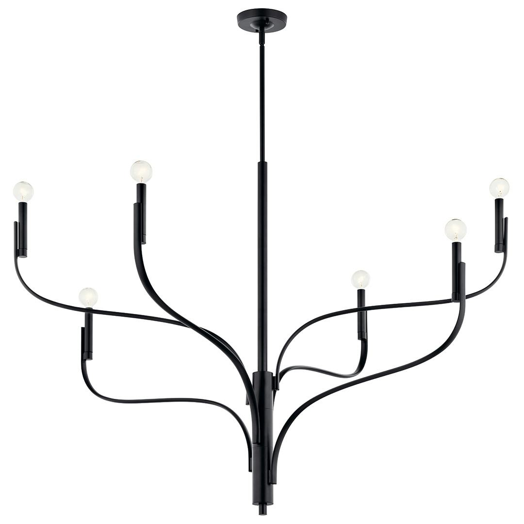 The Livadia 47.25 Inch 6 Light Chandelier in Black on a white background