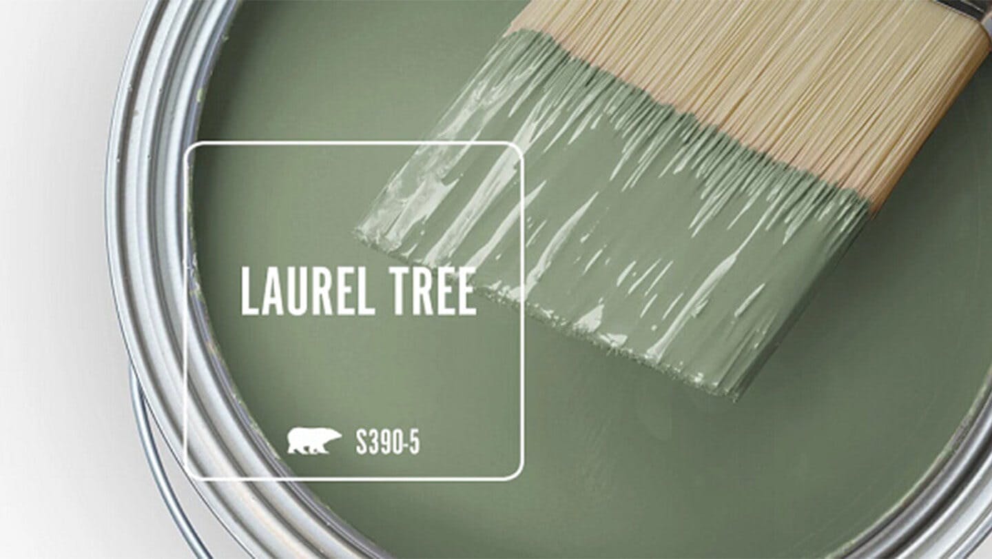 Laurel Tree paint can and brush.