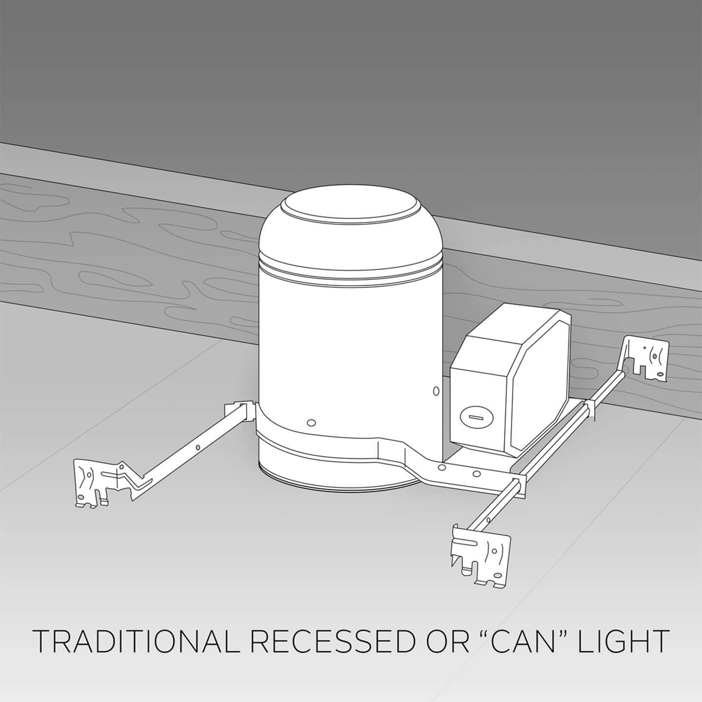 Traditional recessed or "can" light illustration