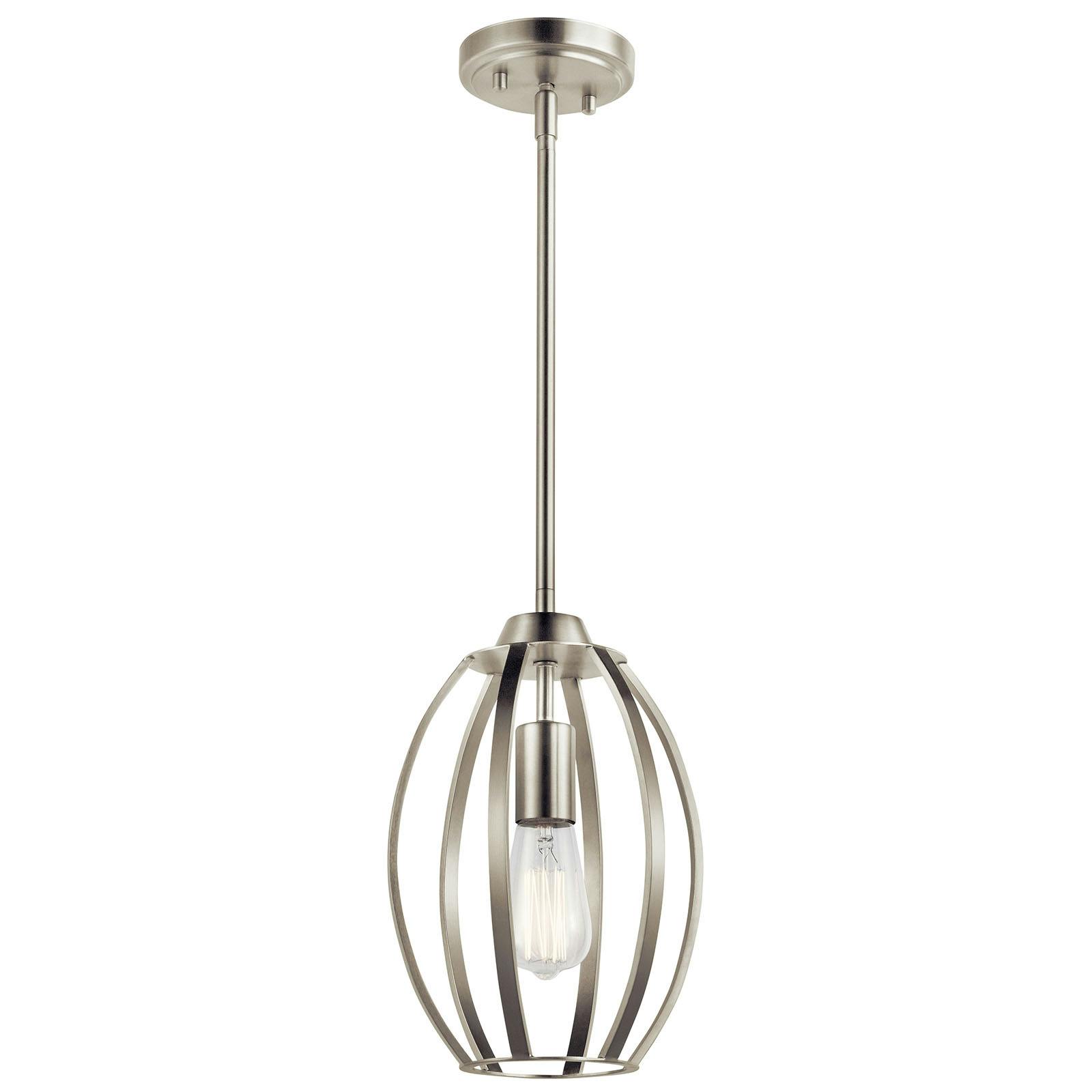 Tao 1 Light Pendant Brushed Nickel on a white background