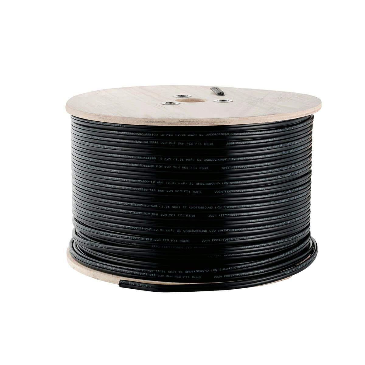 12 Gauge 1000' Low Voltage Cable Black on a white background