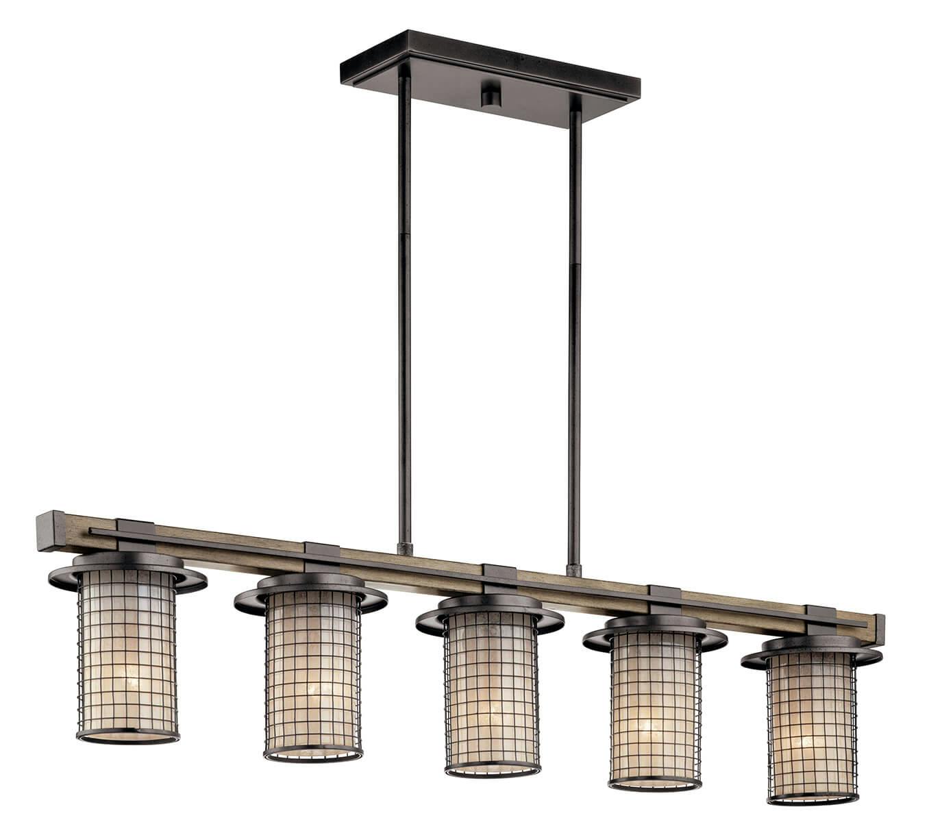 Ahrendale™ 5 Light Linear Chandelier Anvil Iron on a white background