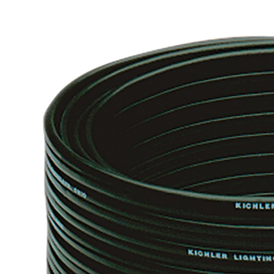 Close up of 12 Gauge 500' Low Voltage Cable Black on a white background