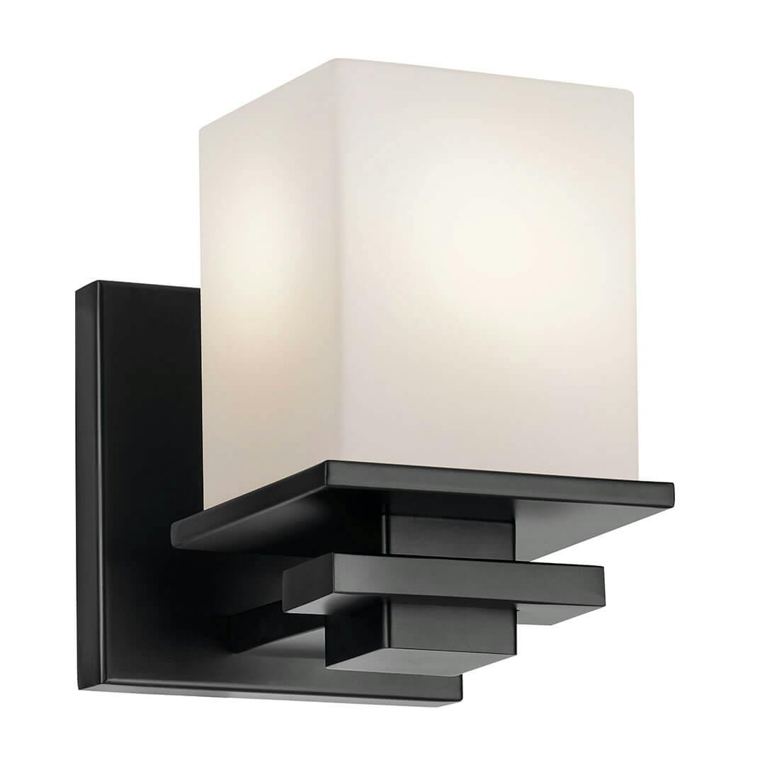 The Tully 6.5" 1-Light Wall Sconce in Black on a white background