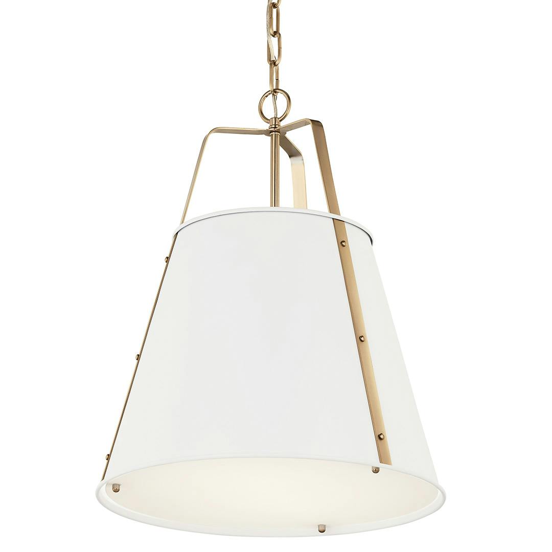 The Etcher 18 Inch 2 Light Pendant with Etched Painted White Glass Diffuser in White and Champagne Bronze on a white background