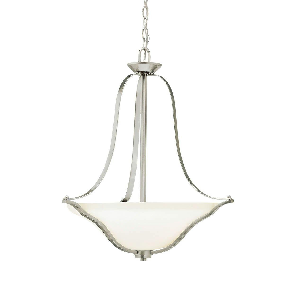 Langford 3 Light Inverted Pendant Nickel on a white background
