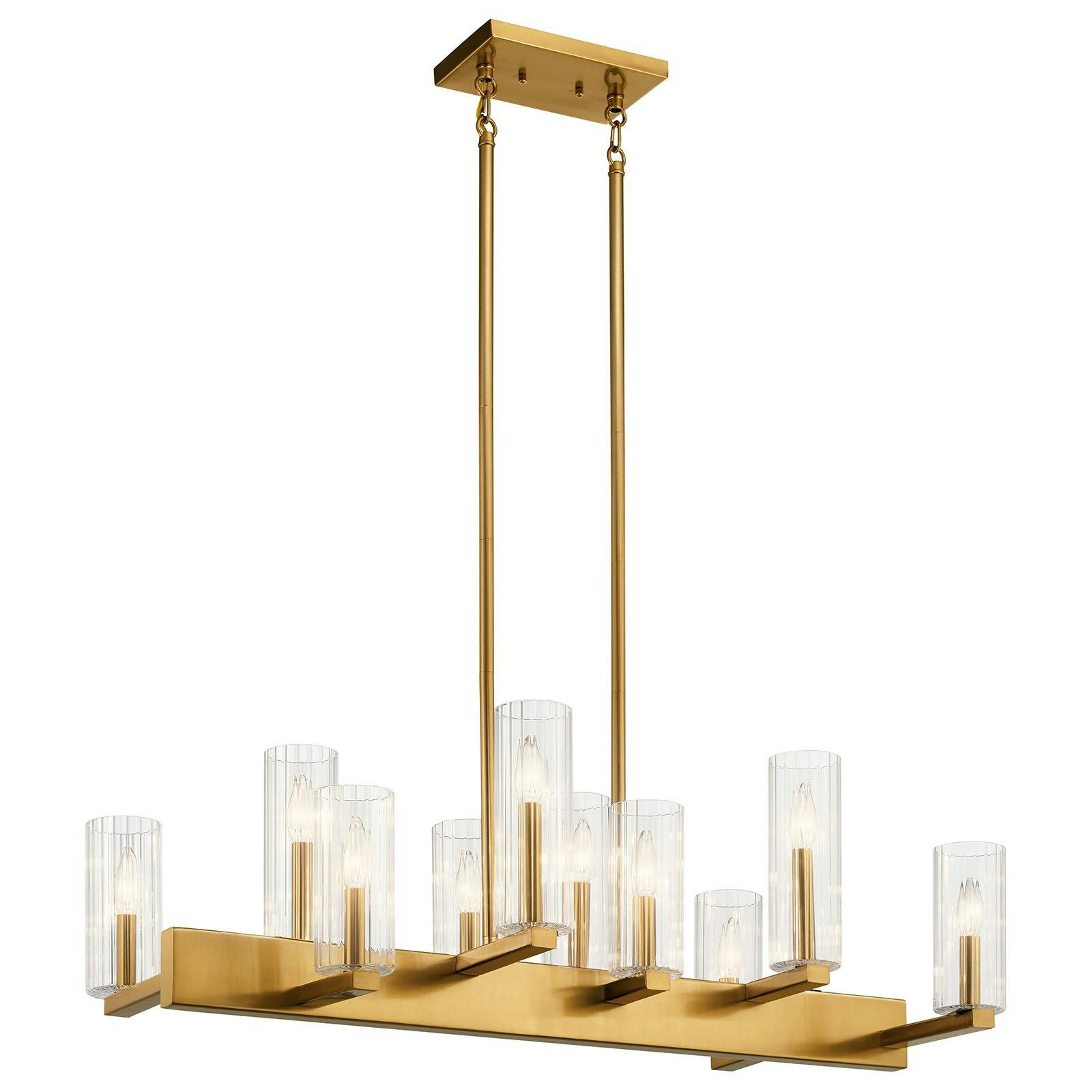 Cleara 10 Light Linear Chandelier Gold on a white background