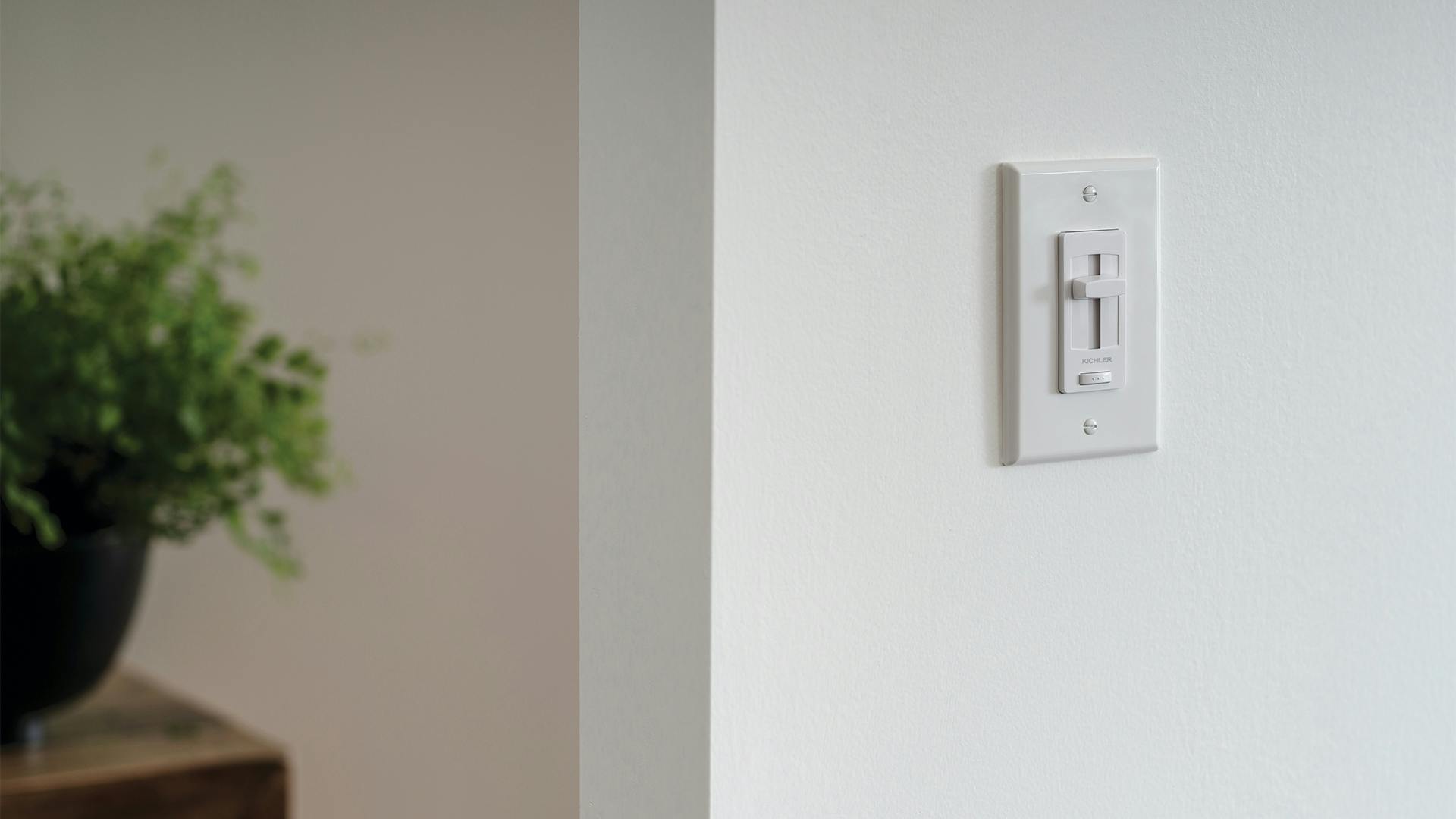 Hall way dimmer on a white wall