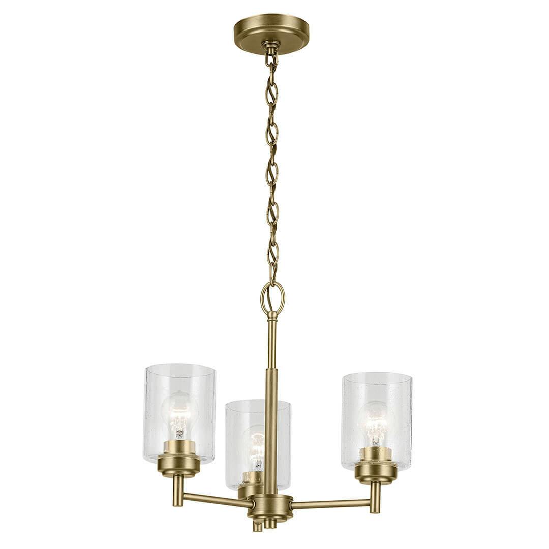 The Winslow 15.5" 3-Light Chandelier in Natural Brass on a white background