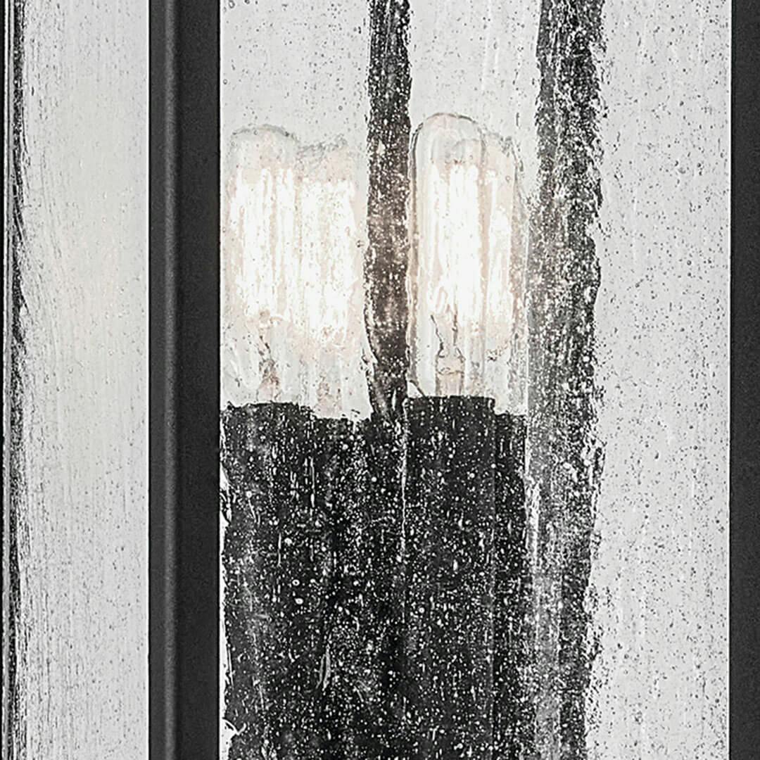 Close up view of the Harbor Row 25.75" 4-Light Outdoor Hanging Light in Textured Black on a white background
