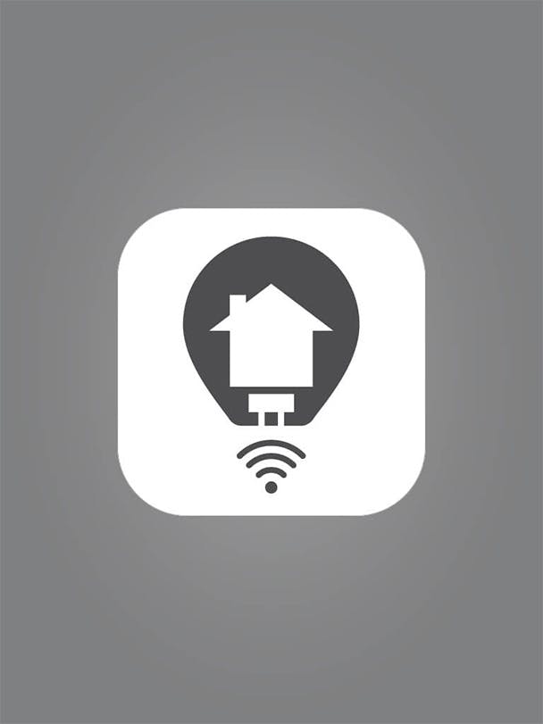 Kichler connect symbol which looks like a light bulb with a home and wifi symbol