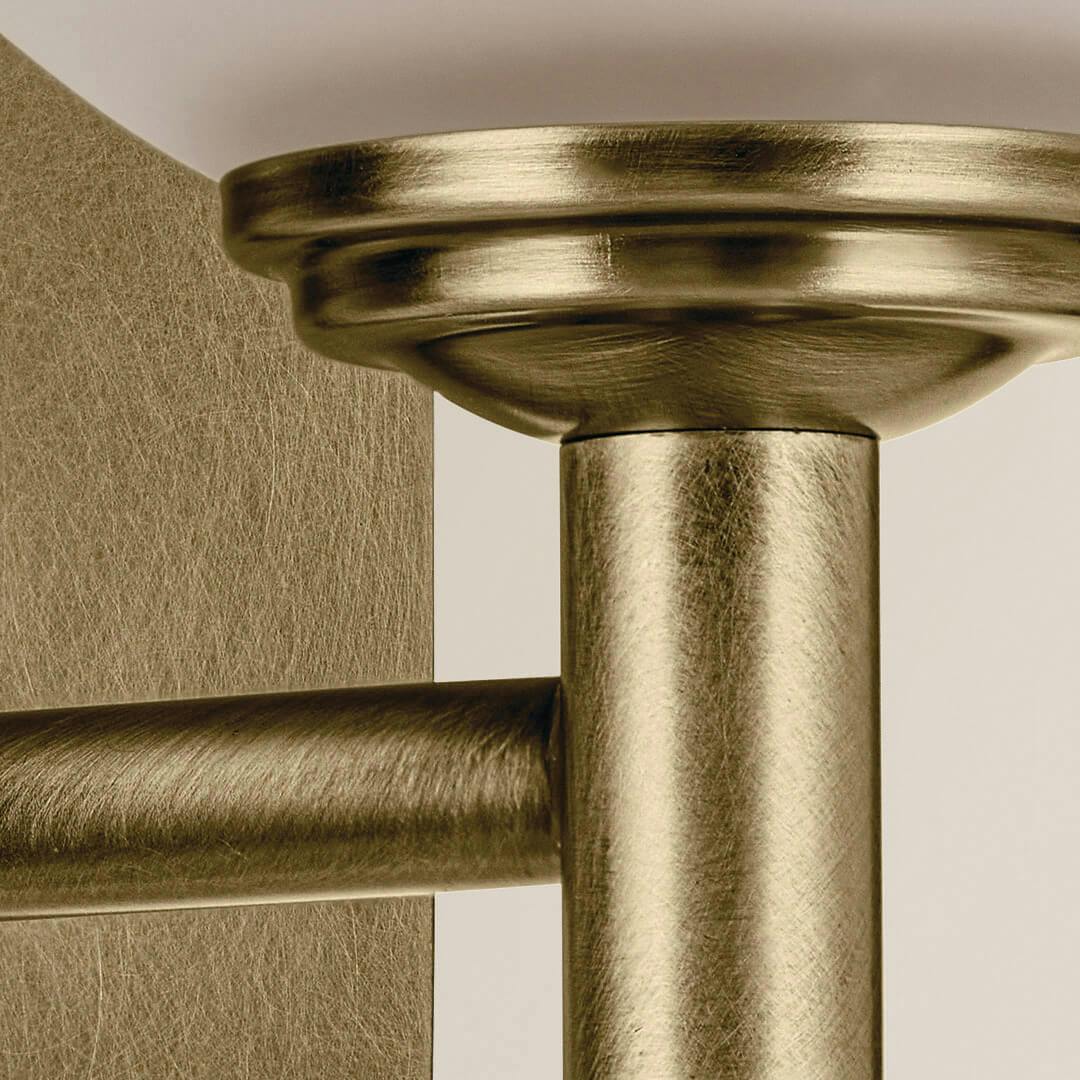 Close up view of the Shailene 21" 3-Light Vanity Light in Natural Brass