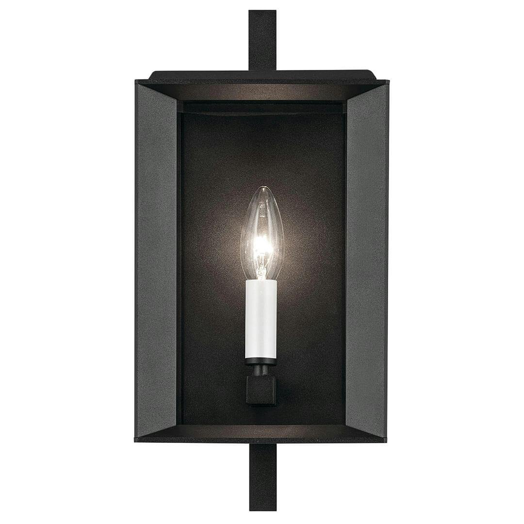 Front view of the Kroft 14" 1 Light Outdoor Wall Light with Clear Glass in Textured Black on a white background