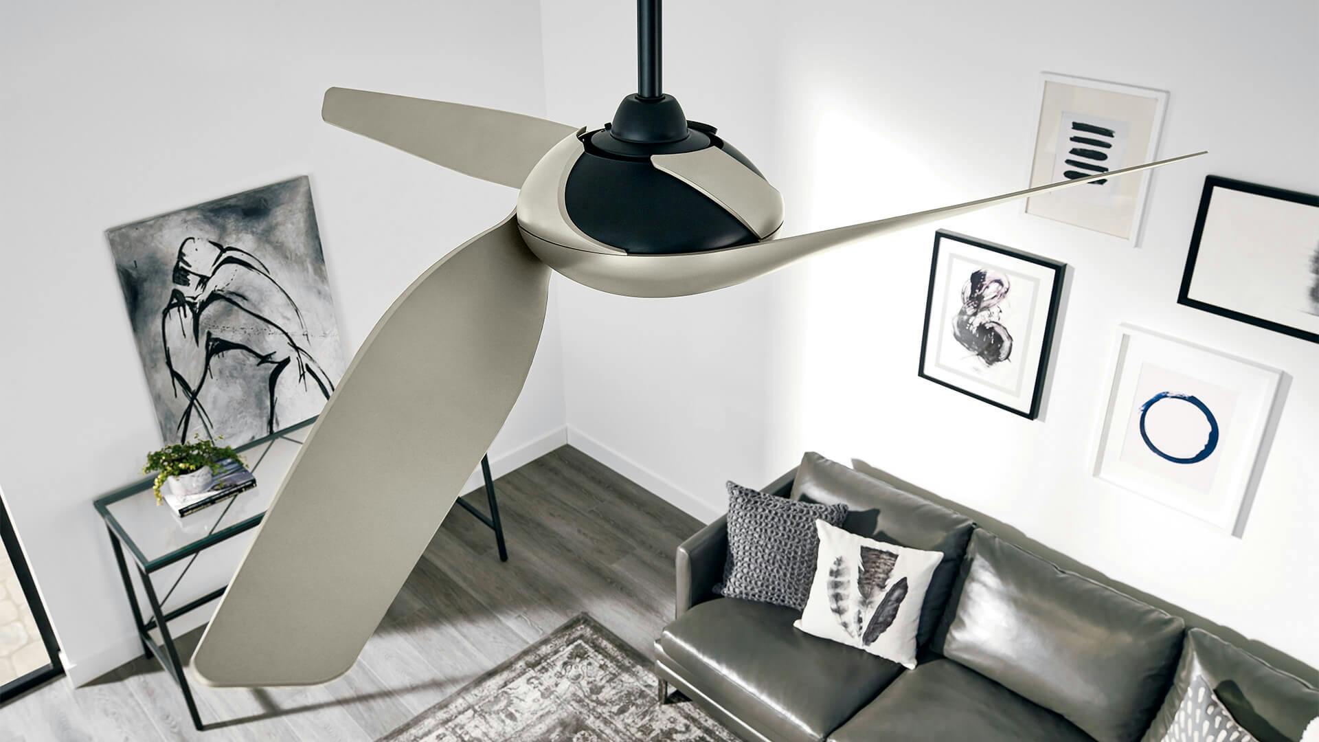 Close up of a Zenith fan in a modern living room