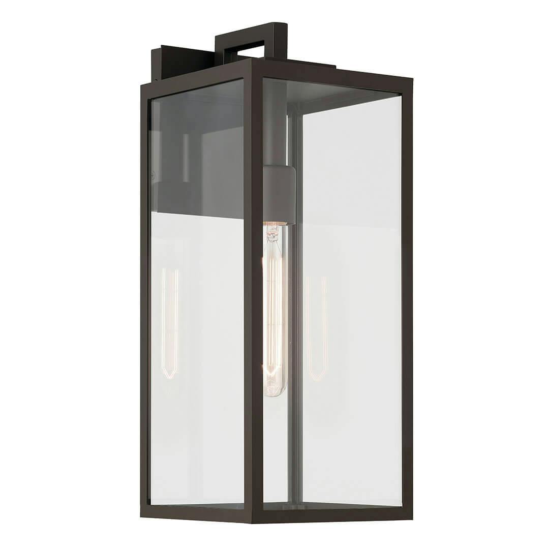 The Branner 17.75" 1 Light Outdoor Wall Light with Clear Glass in Olde Bronze on a white background