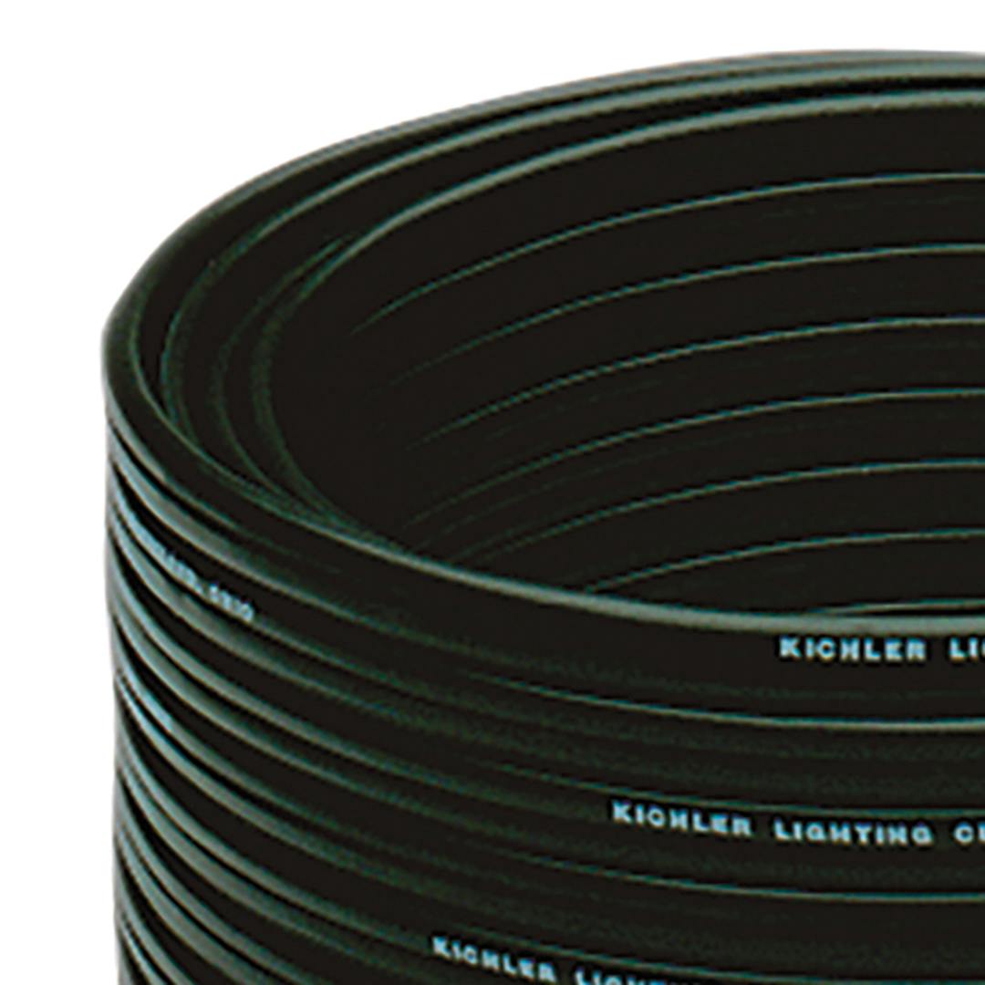 Close up of 12 Gauge 100' Low Voltage Cable Black on a white background