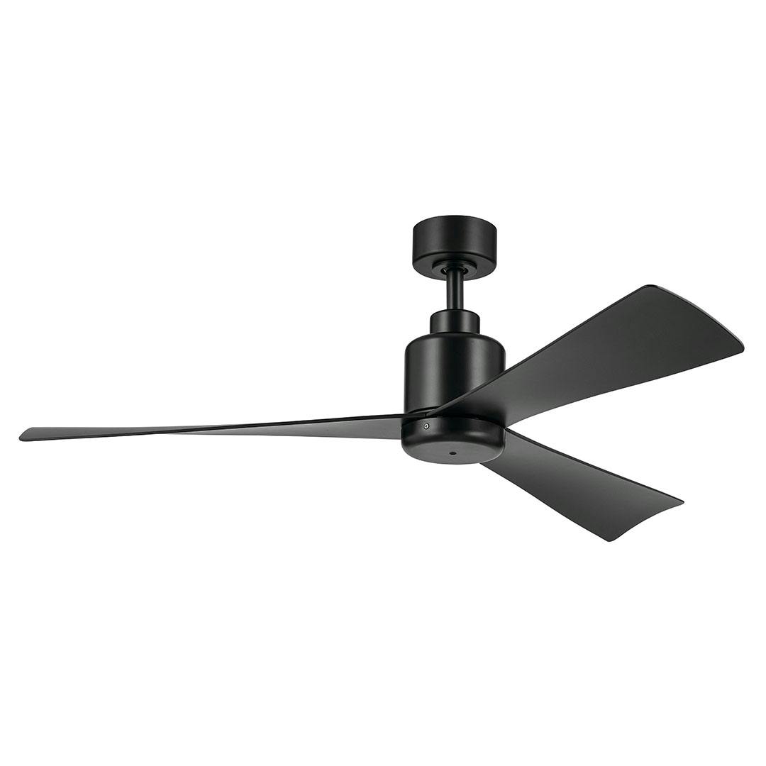 The 52 Inch True Ceiling Fan in Satin Black with Satin Black Blades on a white background