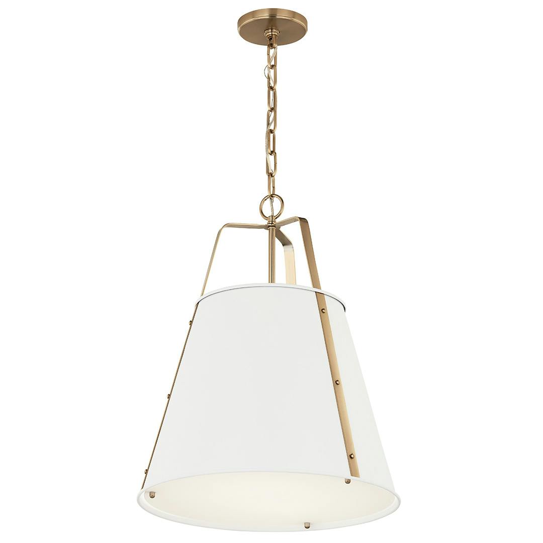 The Etcher 18 Inch 2 Light Pendant with Etched Painted White Glass Diffuser in White and Champagne Bronze on a white background