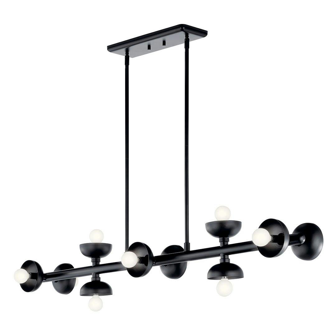 The Palta 48 Inch 10 Light Linear Chandelier in Black on a white background