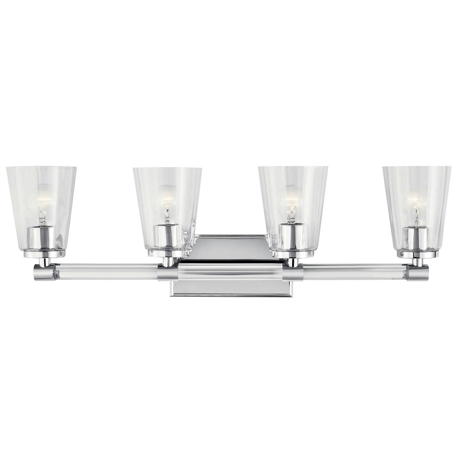 The Audrea™ 4 Light Vanity Light Chrome facing up on a white background