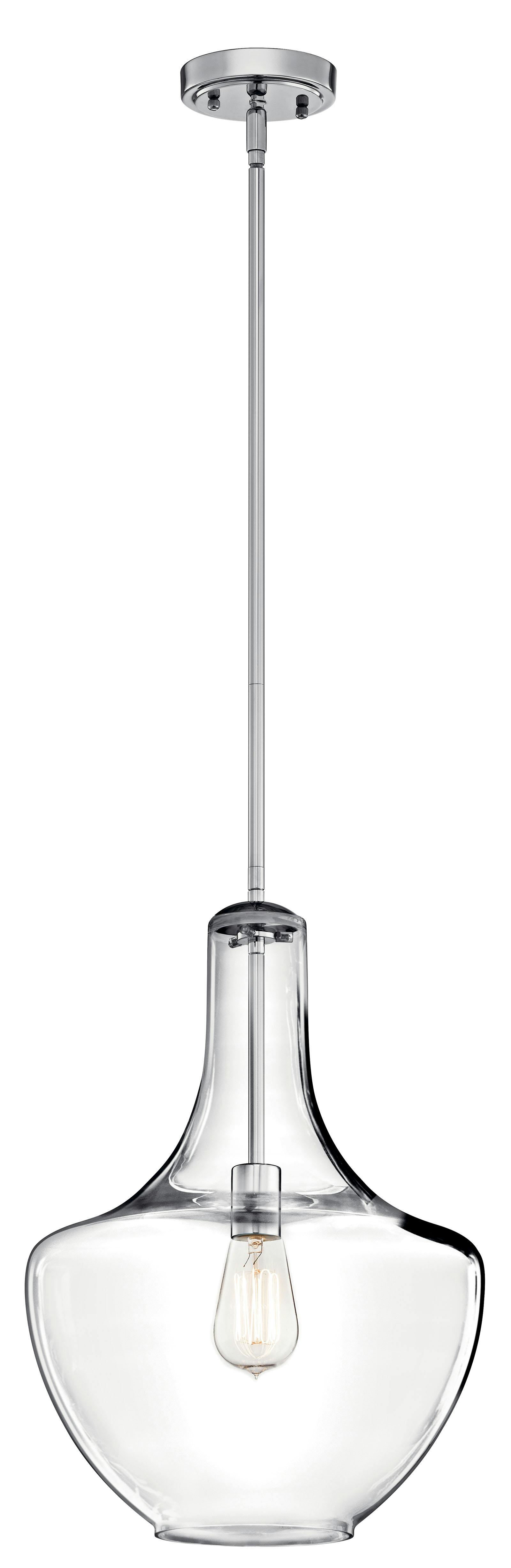 Everly™ 19.75" Pendant Clear Glass Chrome on a white background