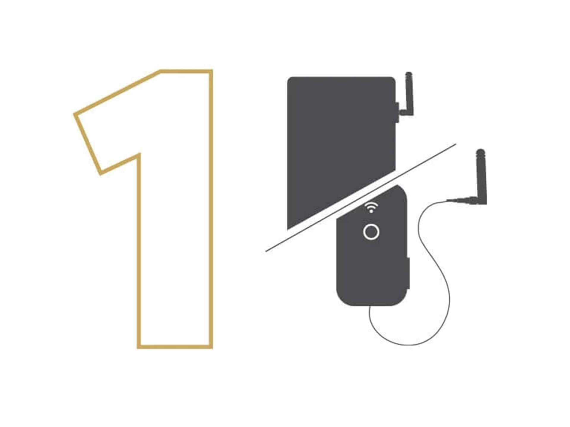 '1' next to an illustrated silhouette of a transformer