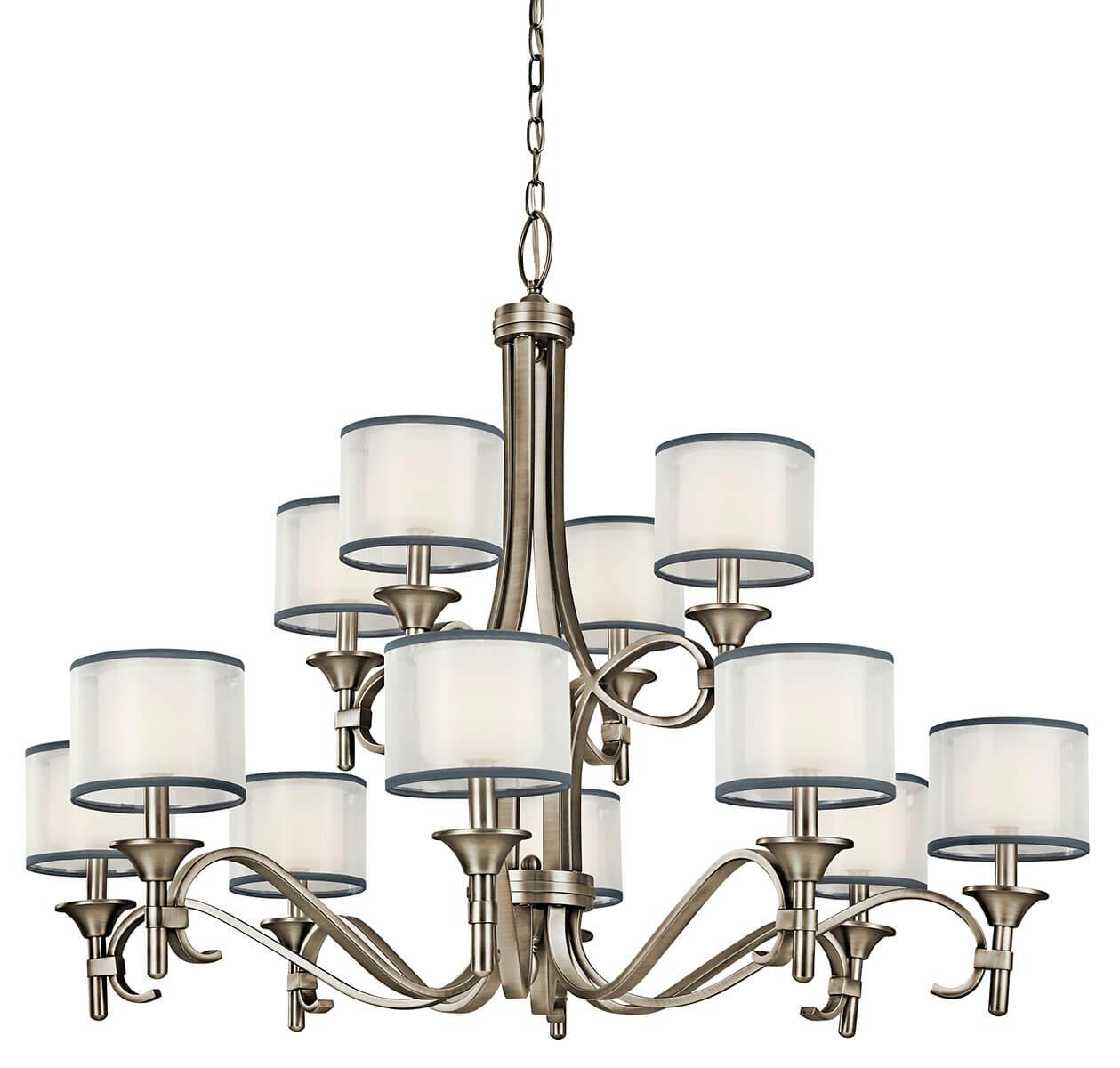 Lacey™ 12 Light Chandelier Antique Pewter on a white background