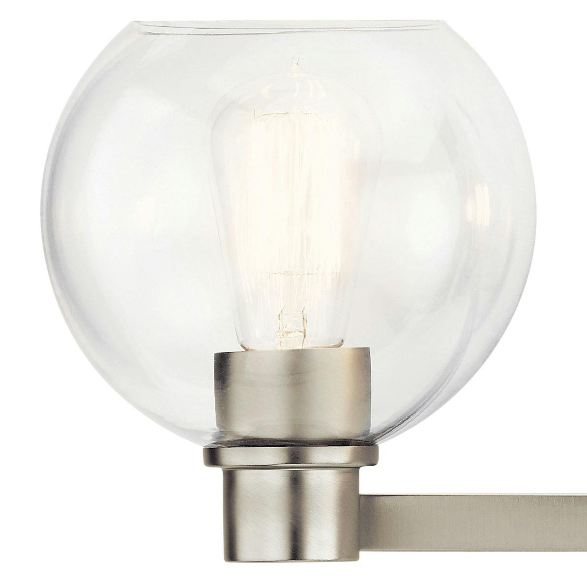 Close up view of the Harmony 4 Light Vanity Light Nickel on a white background