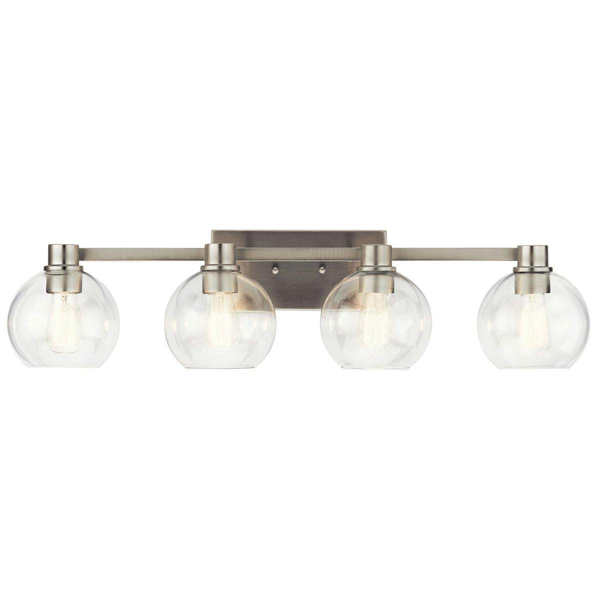 The Harmony 4 Light Vanity Light Nickel facing down on a white background