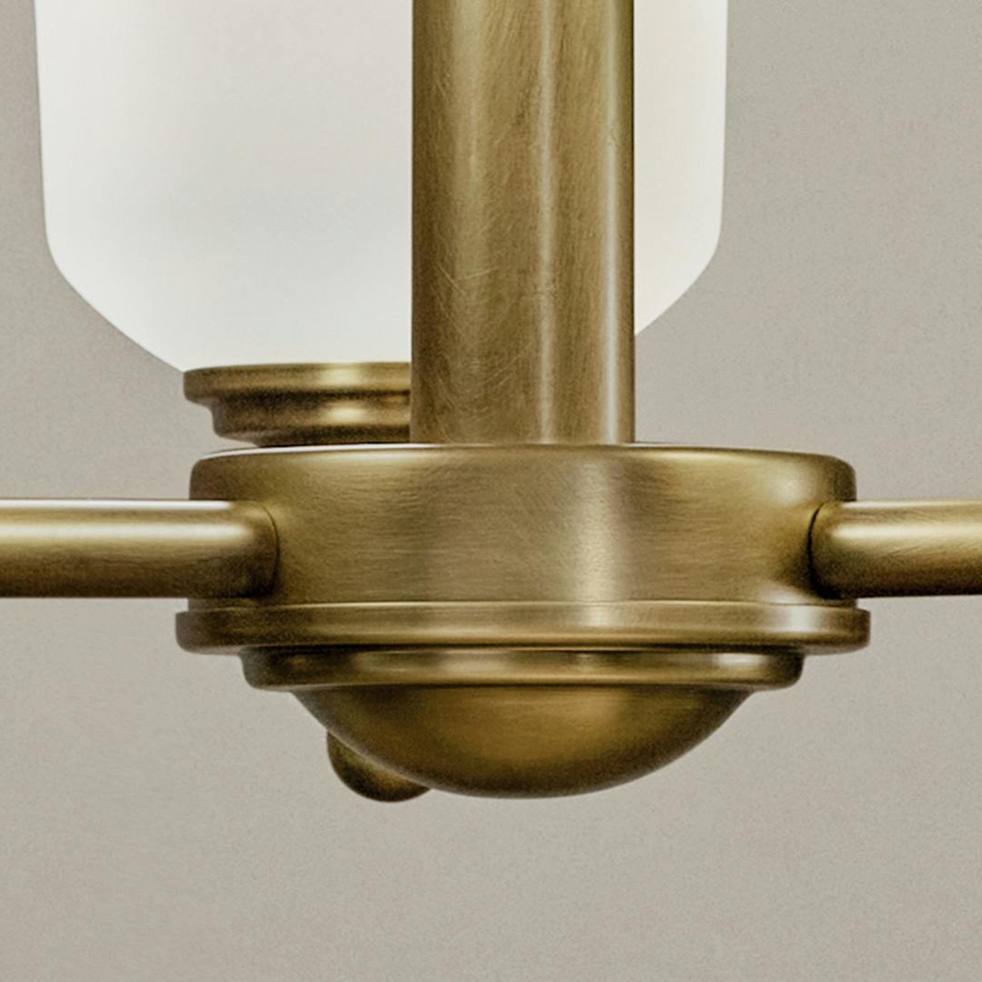 Close up view of the Shailene 15.25" 3-Light Mini Chandelier in Natural Brass