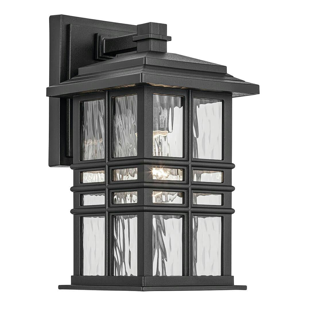 The Beacon Square 12" 1-Light Outdoor Wall Light in Textured Black on a white background