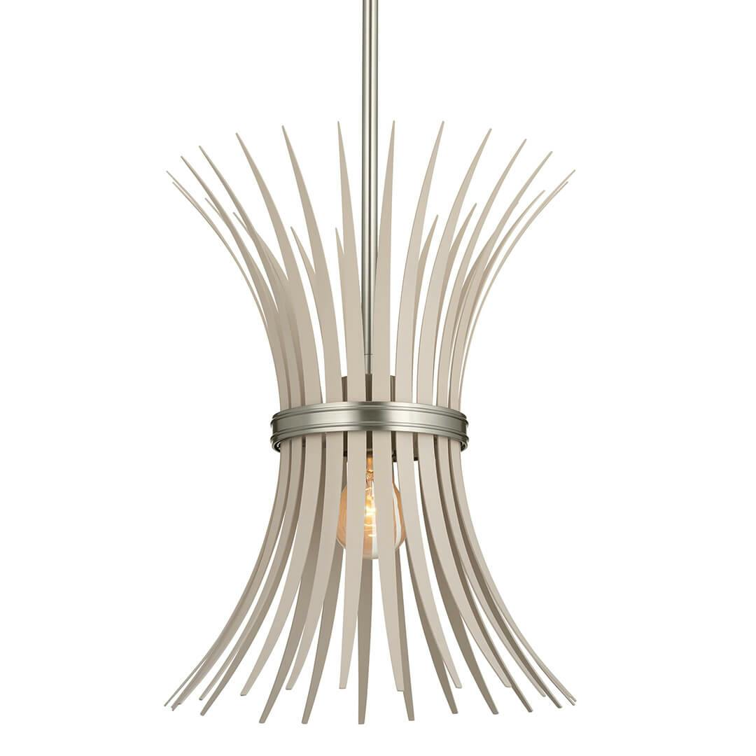 Baile 1 Light Mini Pendant Greige and Brushed Nickel on a white background