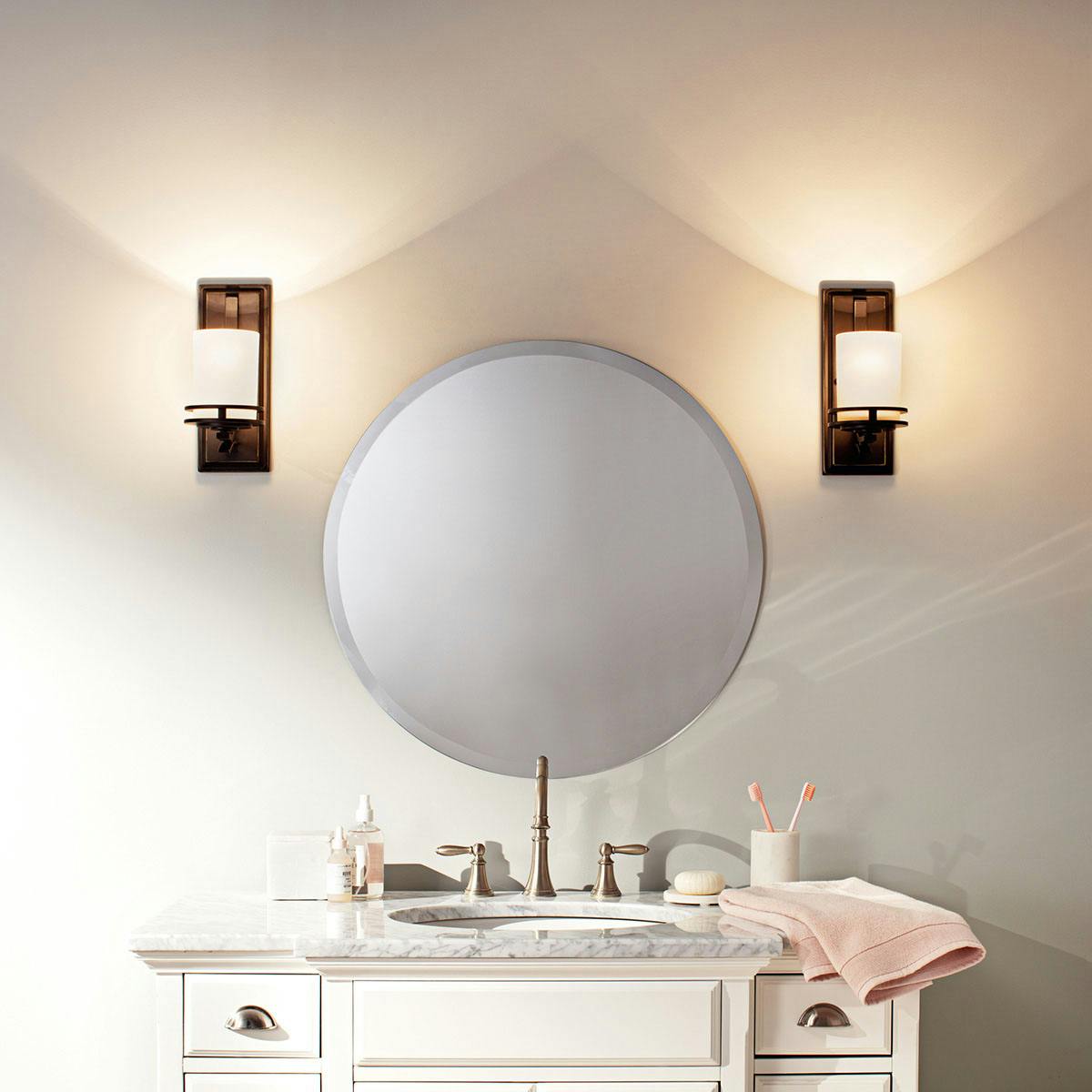 Day time Bathroom featuring Hendrik vanity light 5076OZ