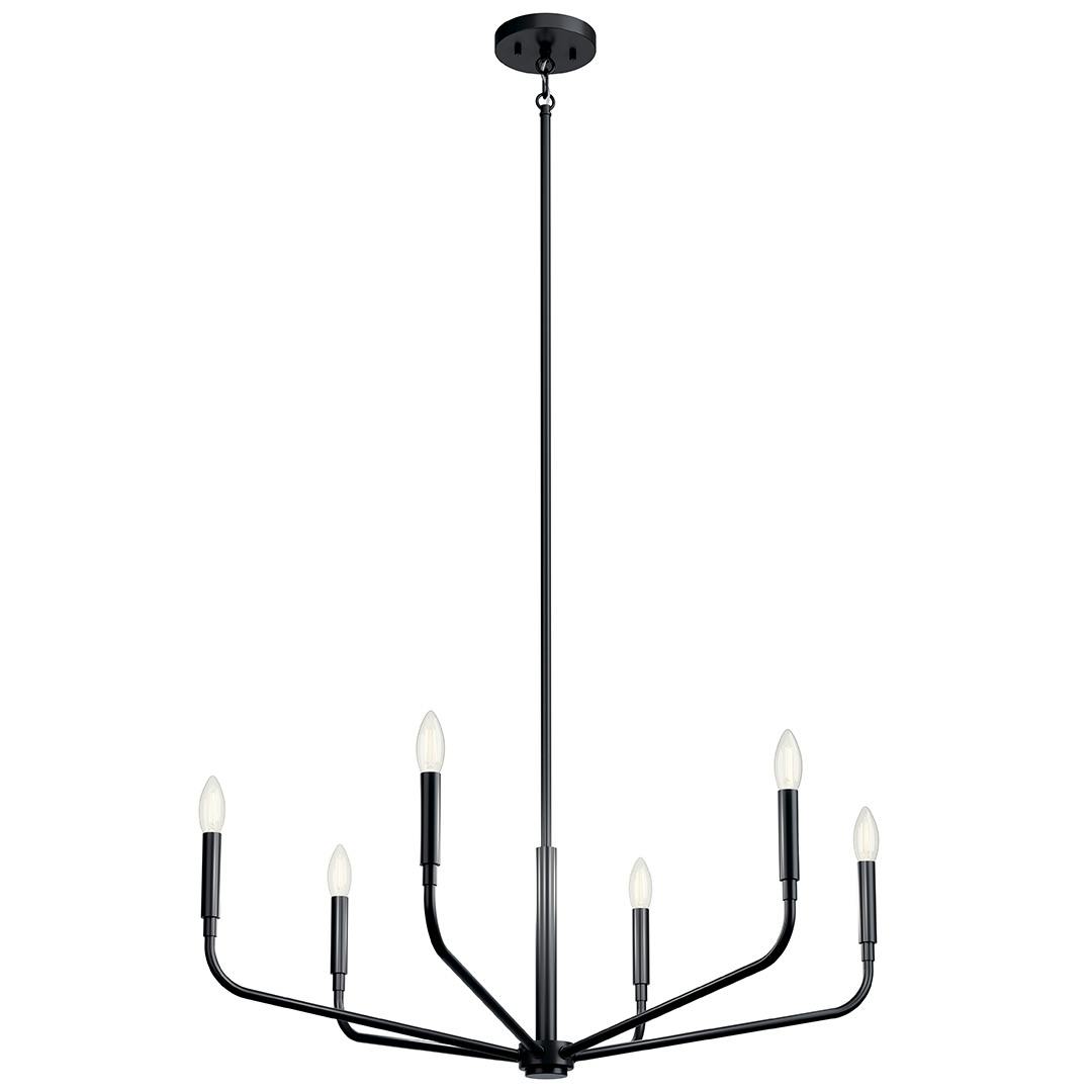 The Madden 32 Inch 6 Light Chandelier in Black on a white background