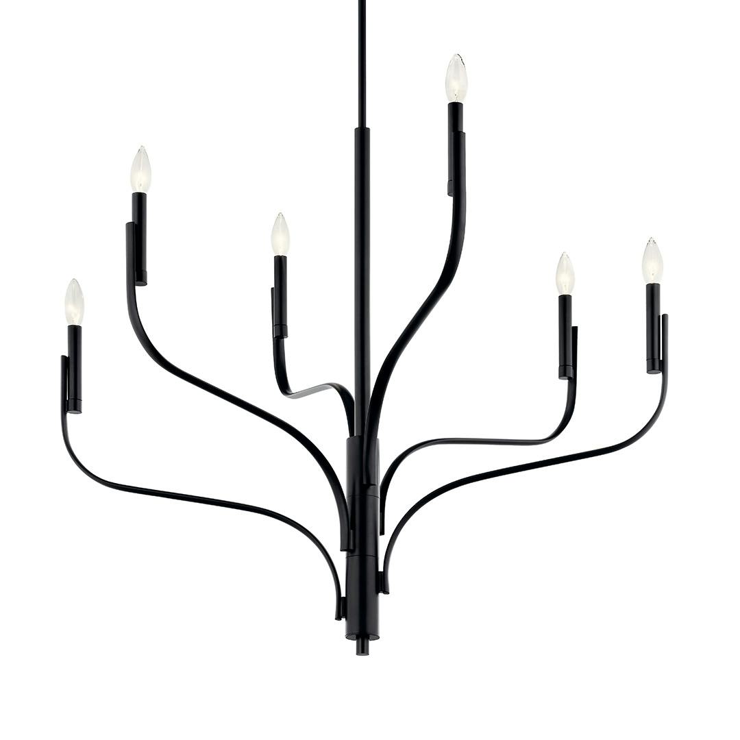 The Livadia 36.25 Inch 6 Light Chandelier in Black on a white background
