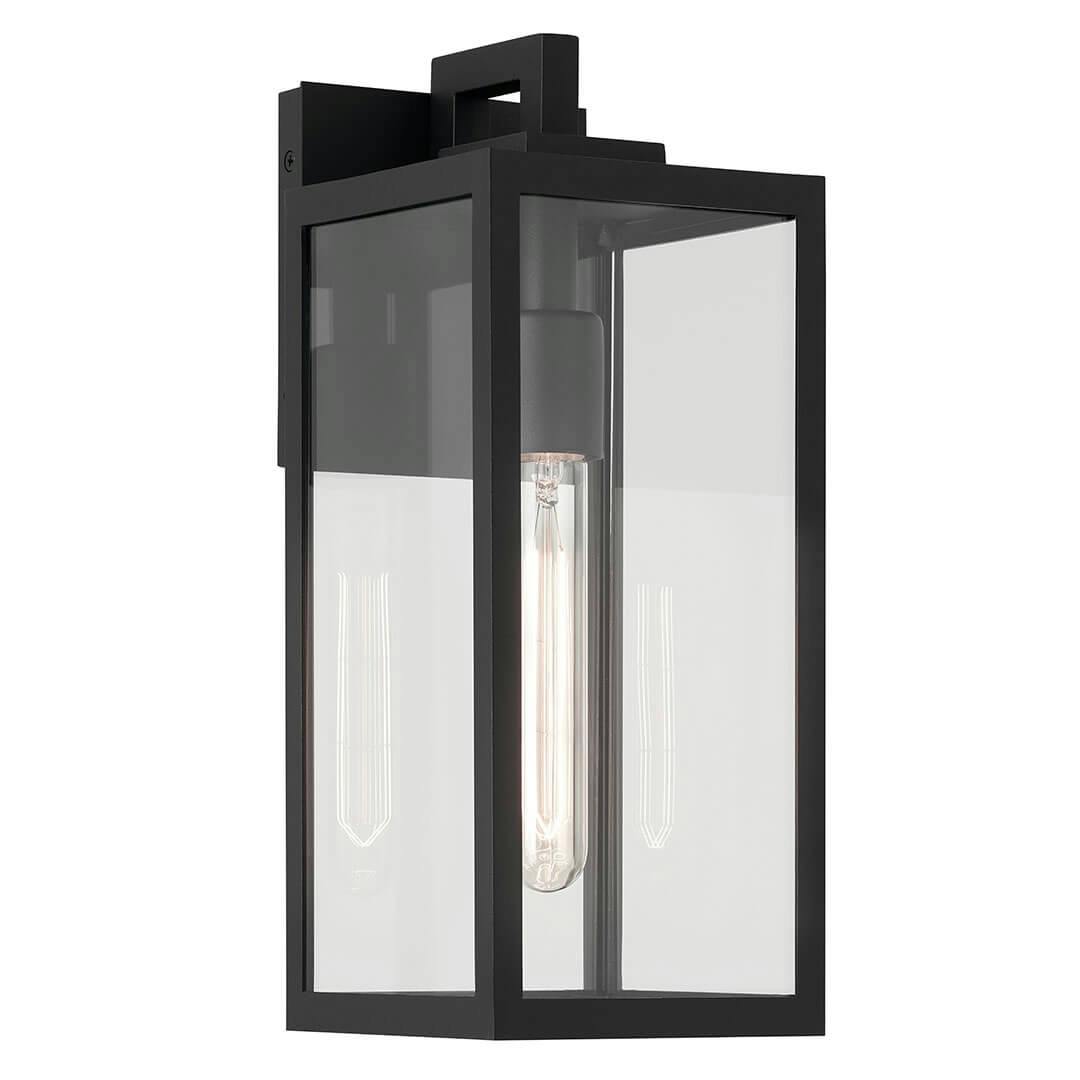 The Branner 14" 1 Light Outdoor Wall Light with Clear Glass in Textured Black on a white background