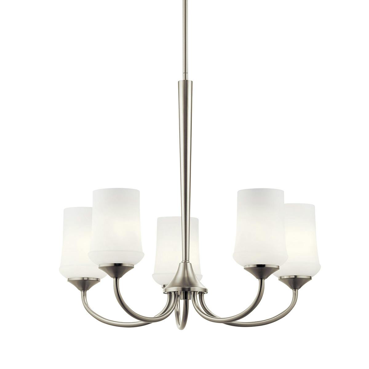 Aubrey 23" Chandelier in Brushed Nickel without the canopy on a white background