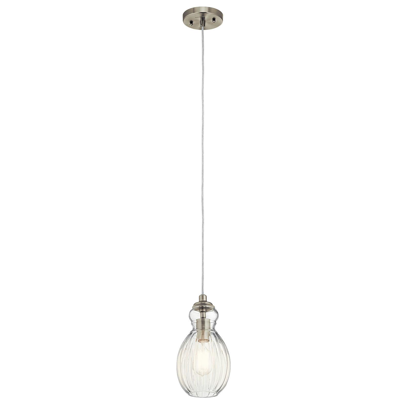 Riviera 11.25" 1 Light Pendant in Nickel on a white background