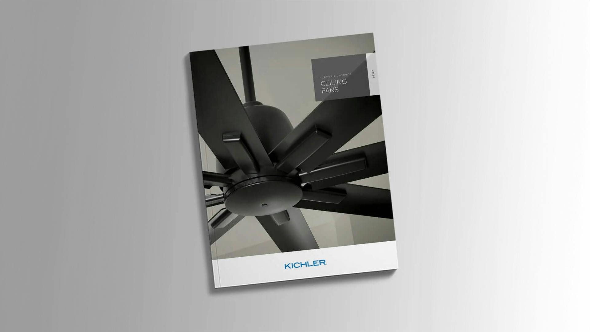 Catalog with a black ceiling fan on the cover and titled ceiling fans
